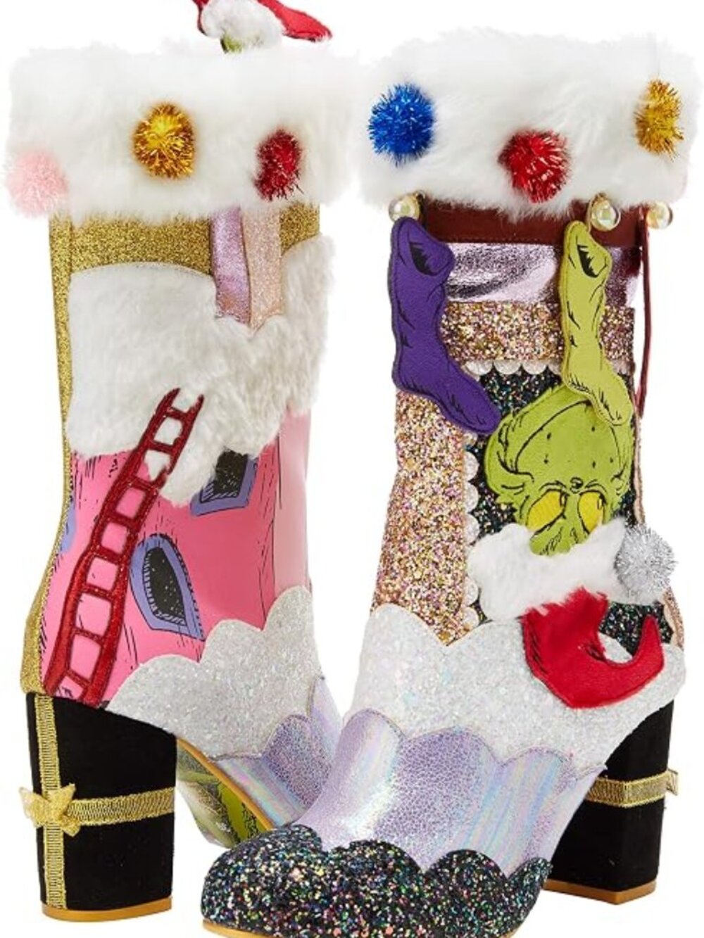 Irregular Choice Here For The Presents Grinch Themed Boots with Box 41 EU